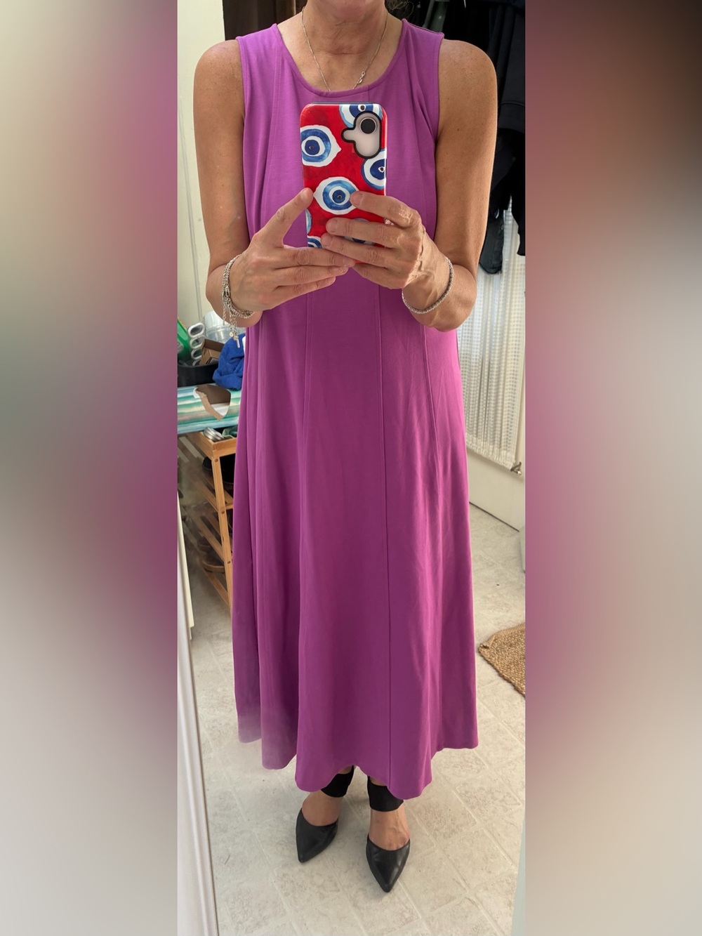 J JILL Women's Magenta Paneled Scoop Neck dress